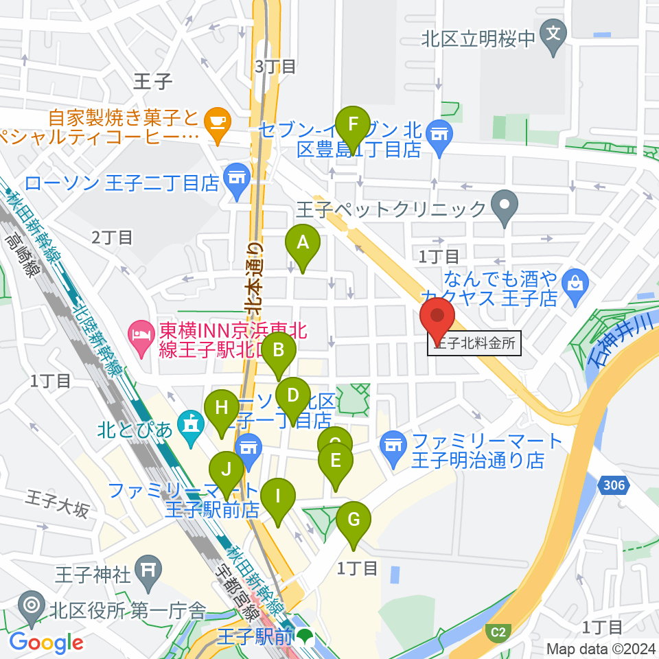 武蔵野楽器周辺のカフェ一覧地図