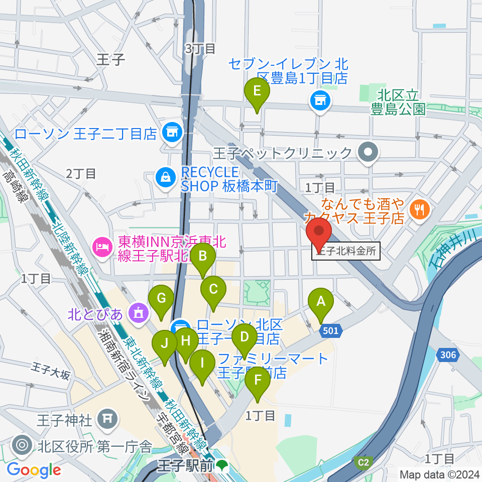 武蔵野楽器周辺のカフェ一覧地図