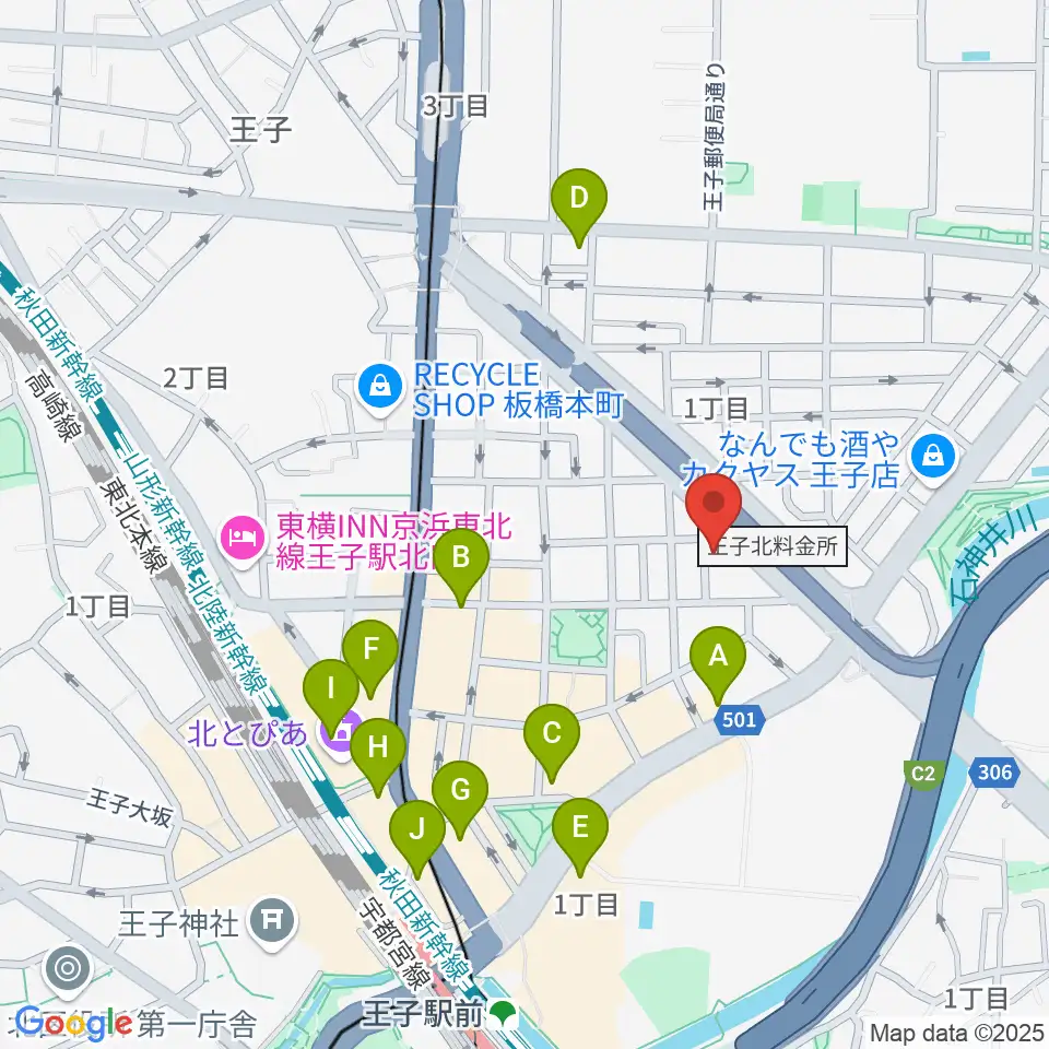 武蔵野楽器周辺のカフェ一覧地図