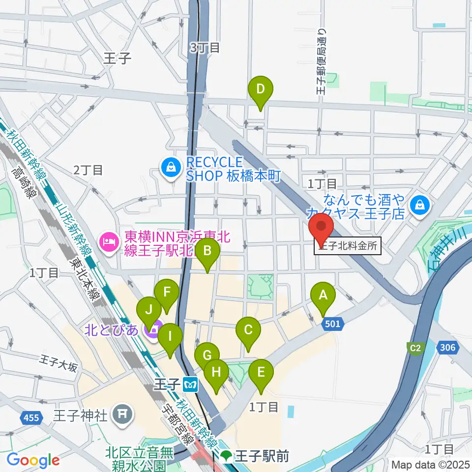 武蔵野楽器周辺のカフェ一覧地図