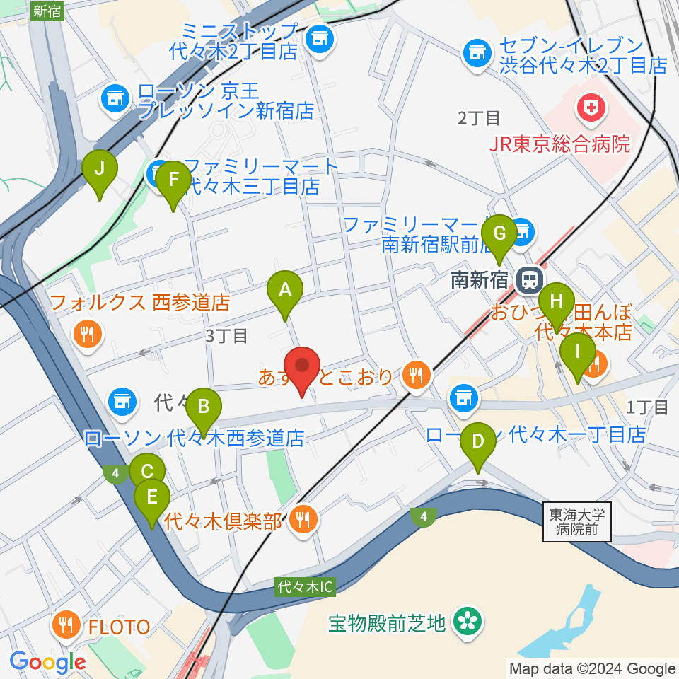 オープンエアースタジオ周辺のカフェ一覧地図