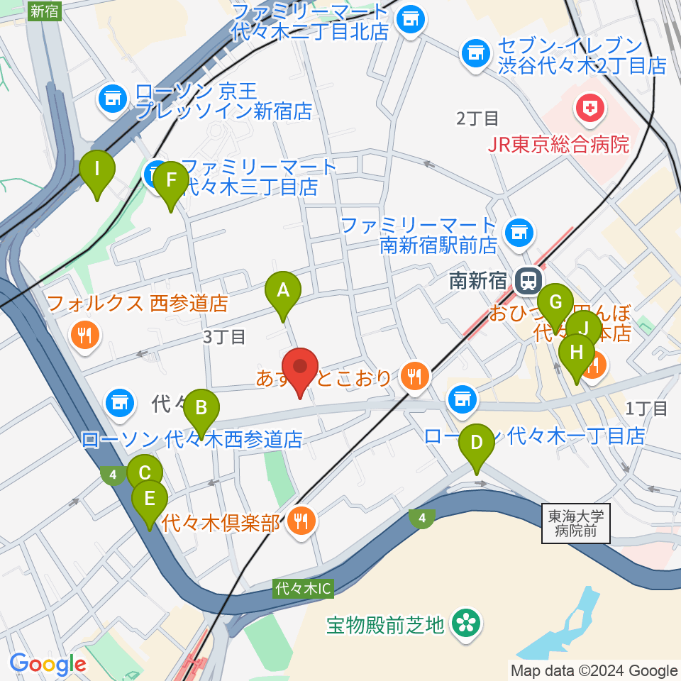 オープンエアースタジオ周辺のカフェ一覧地図