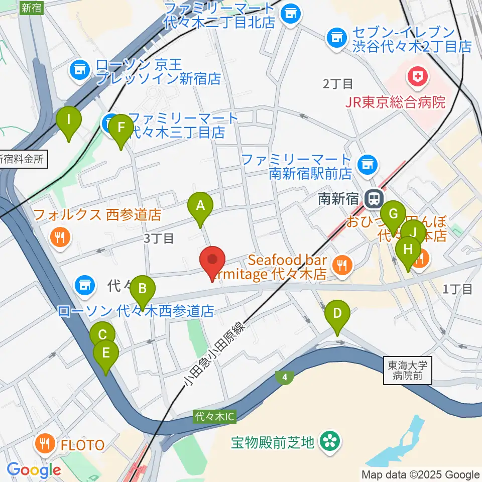 オープンエアースタジオ周辺のカフェ一覧地図