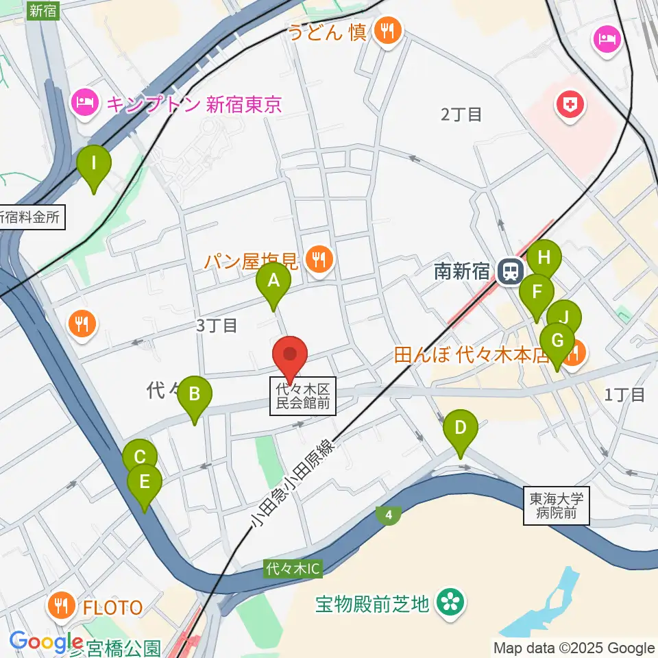 オープンエアースタジオ周辺のカフェ一覧地図