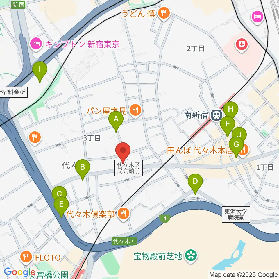 オープンエアースタジオ周辺のカフェ一覧地図