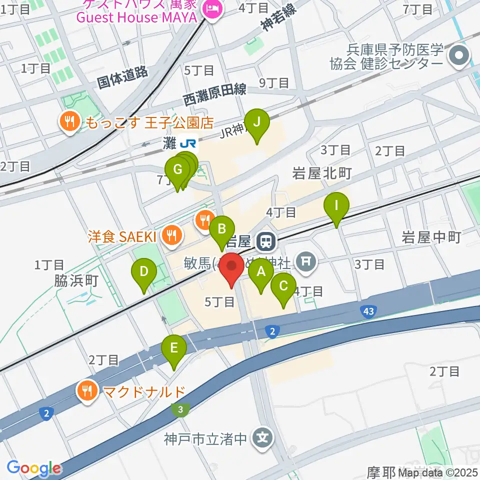 ゼーレ弦楽器工房周辺のカフェ一覧地図