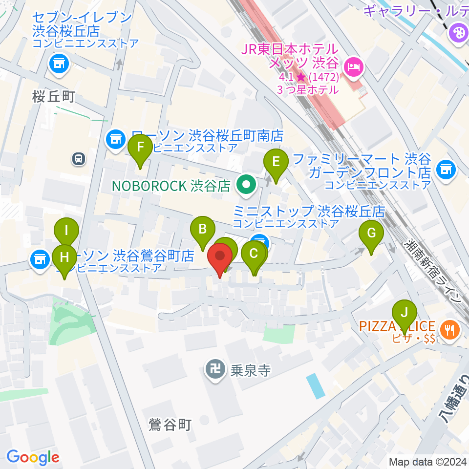 楽器レンタルドットコム周辺のカフェ一覧地図