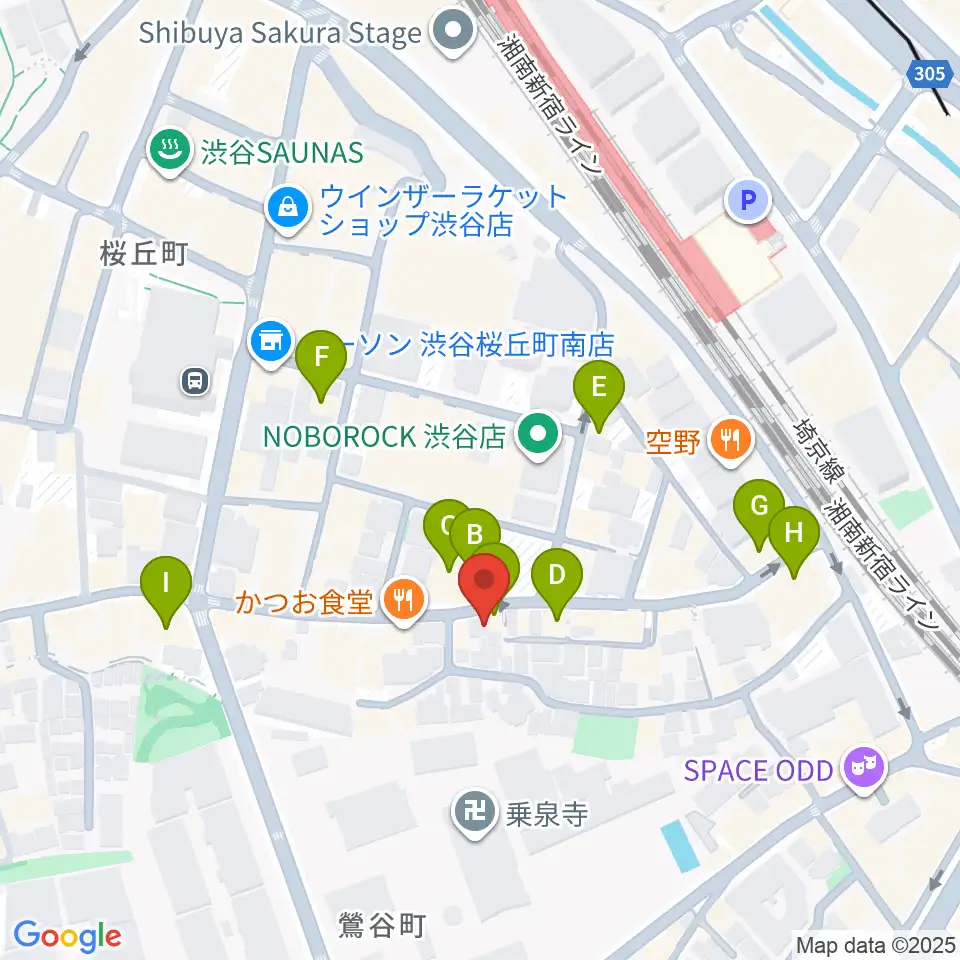 楽器レンタルドットコム周辺のカフェ一覧地図