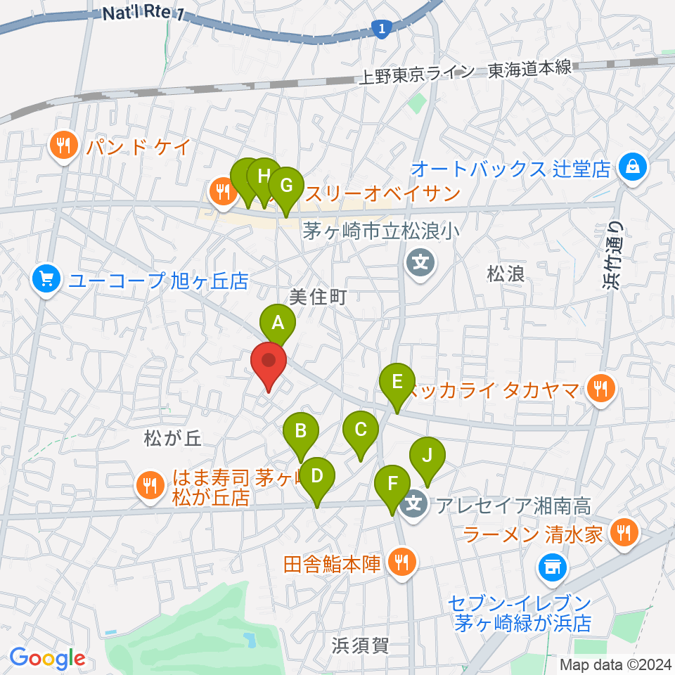 カホン工房 茅ヶ崎カホン周辺のカフェ一覧地図