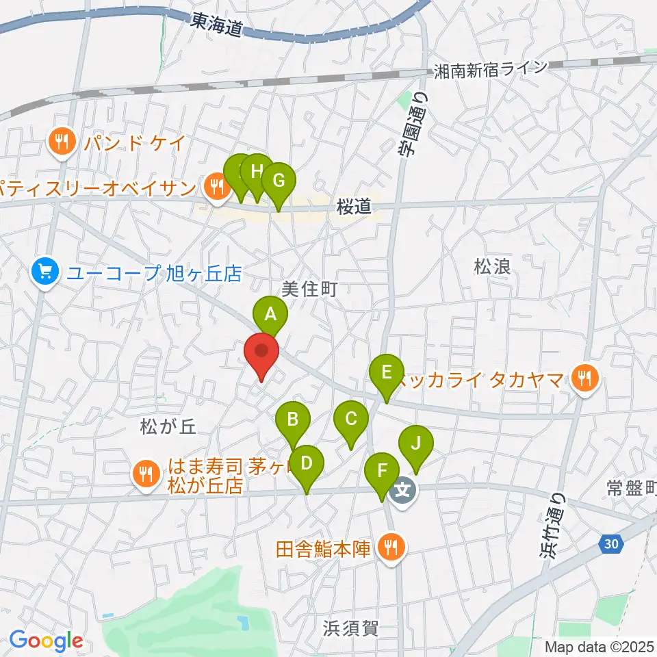 カホン工房 茅ヶ崎カホン周辺のカフェ一覧地図