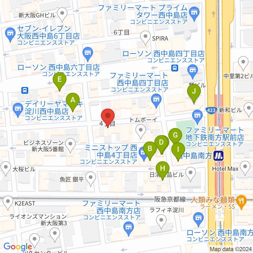 十三堂楽器周辺のカフェ一覧地図