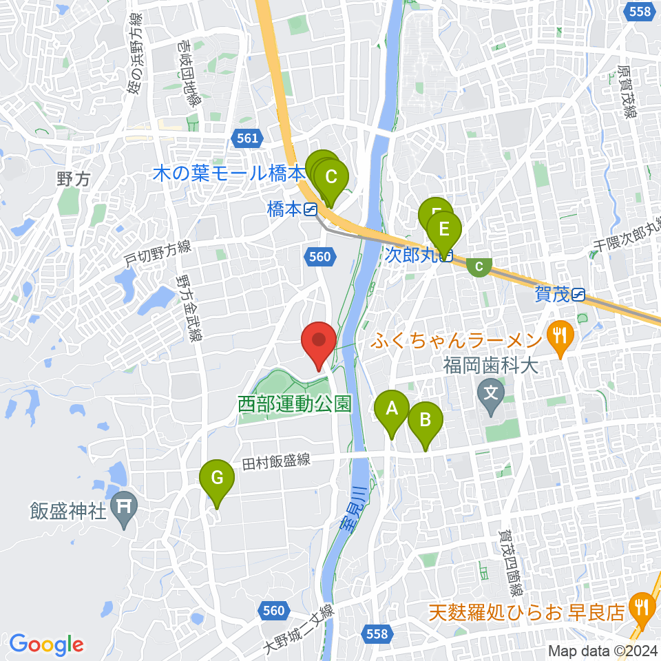 福岡あこや周辺のカフェ一覧地図