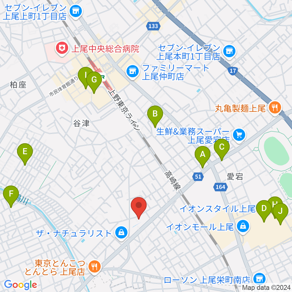 アーモンドグリーン周辺のカフェ一覧地図