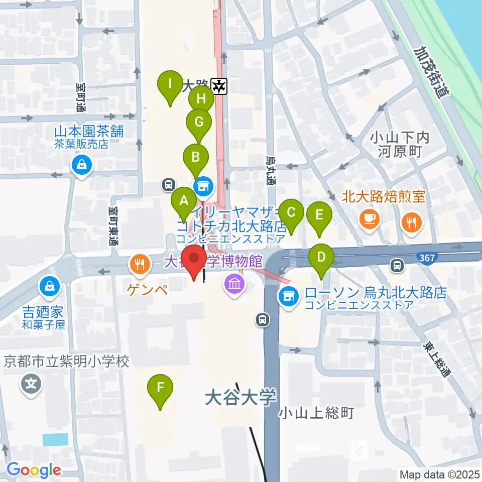 アメリカヤ楽器店周辺のカフェ一覧地図