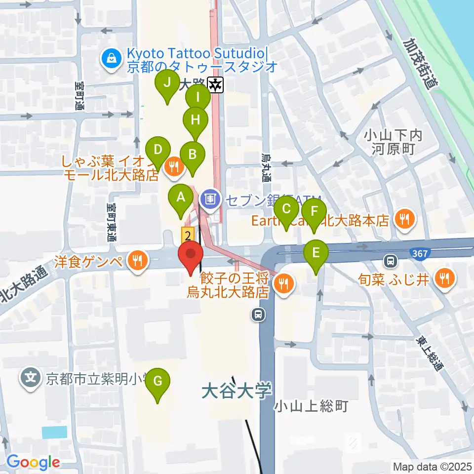 アメリカヤ楽器店周辺のカフェ一覧地図