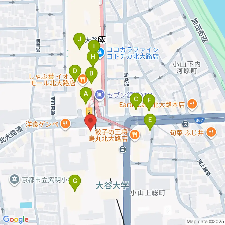 アメリカヤ楽器店周辺のカフェ一覧地図