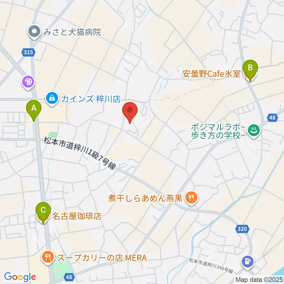 エンジェルスハープ工房 オフィスドルチェ周辺のカフェ一覧地図