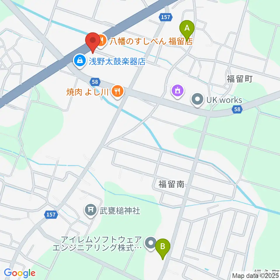 浅野太鼓楽器店周辺のカフェ一覧地図