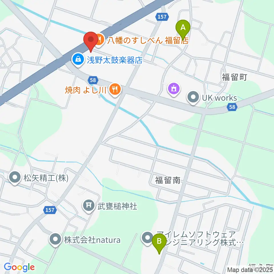 浅野太鼓楽器店周辺のカフェ一覧地図