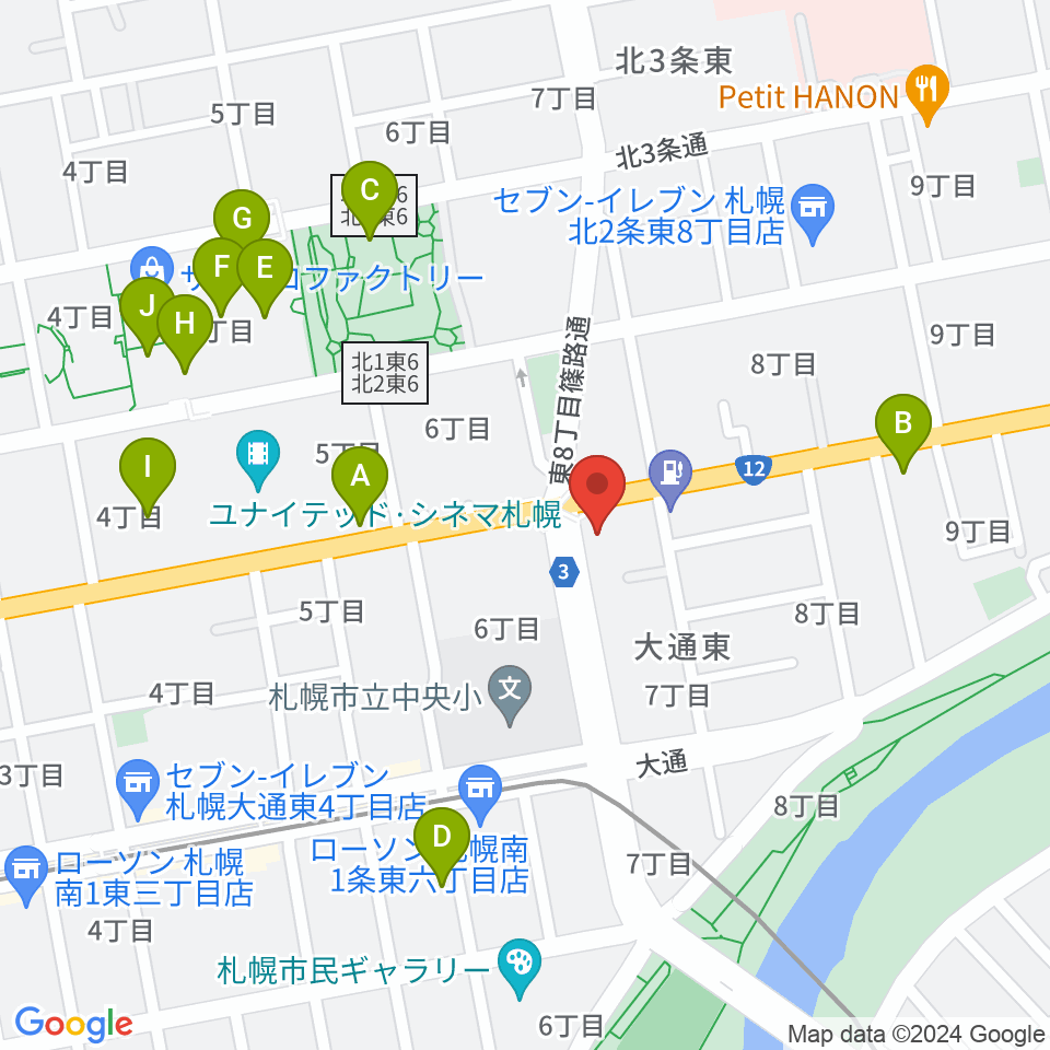 アトリエ・ビー・ウィンド周辺のカフェ一覧地図