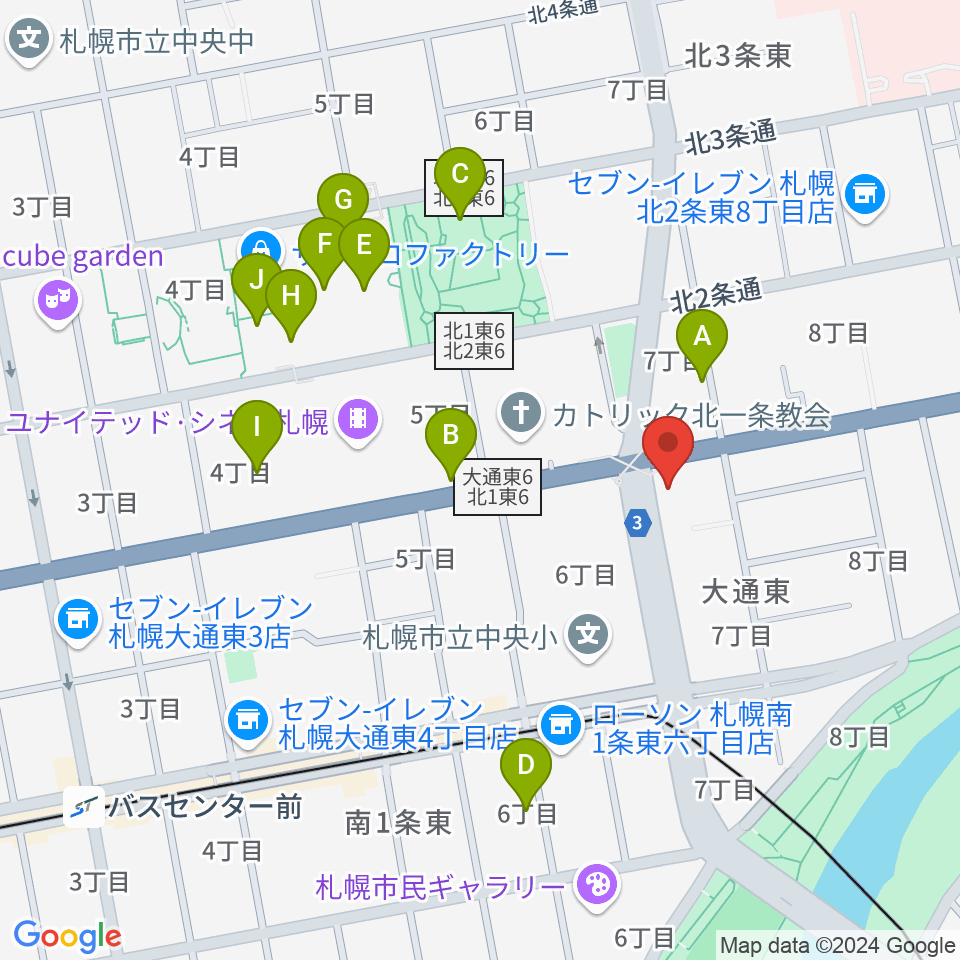 アトリエ・ビー・ウィンド周辺のカフェ一覧地図