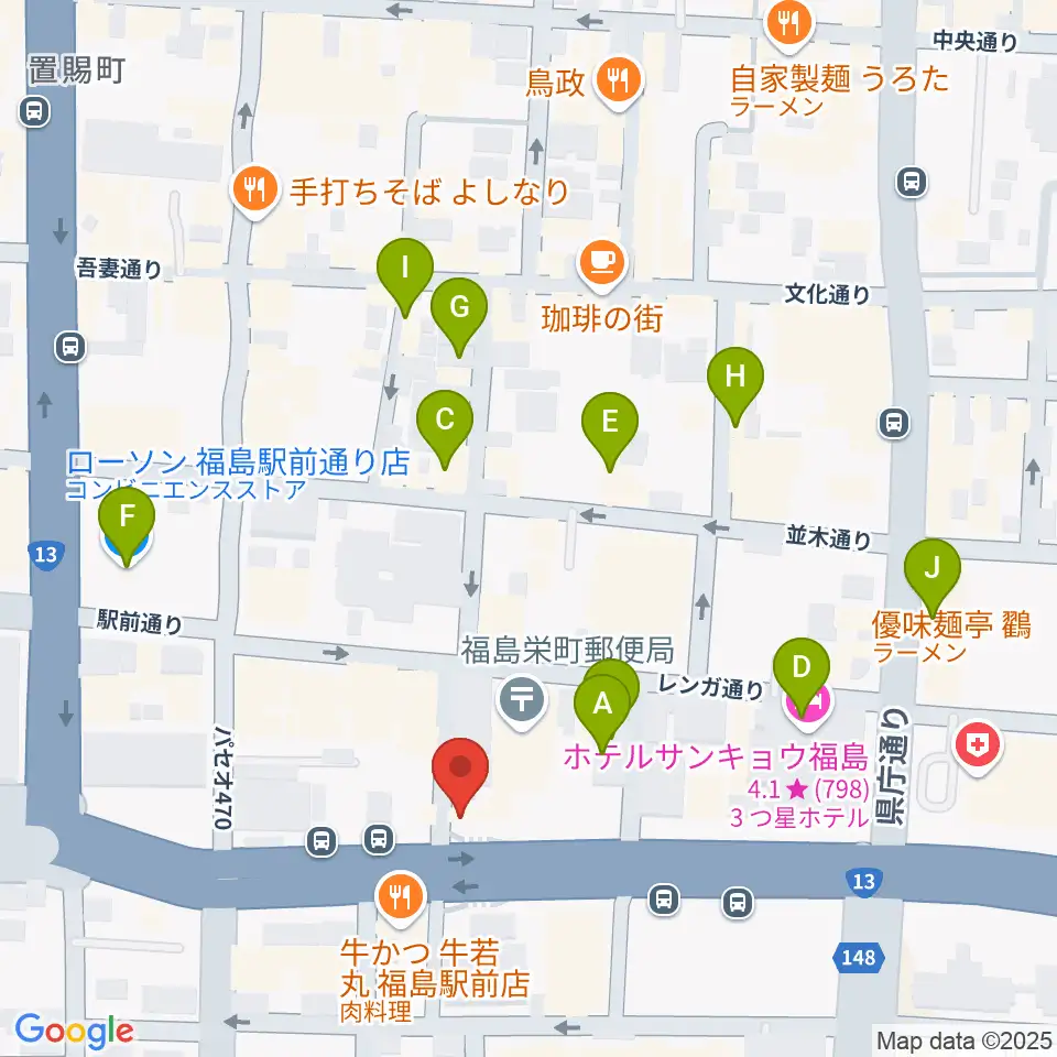 アイヴィー楽器周辺のカフェ一覧地図