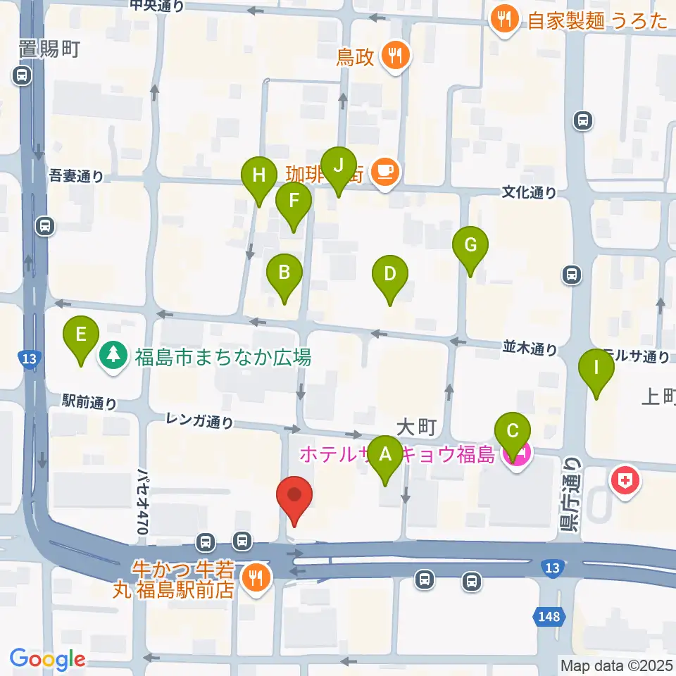 アイヴィー楽器周辺のカフェ一覧地図