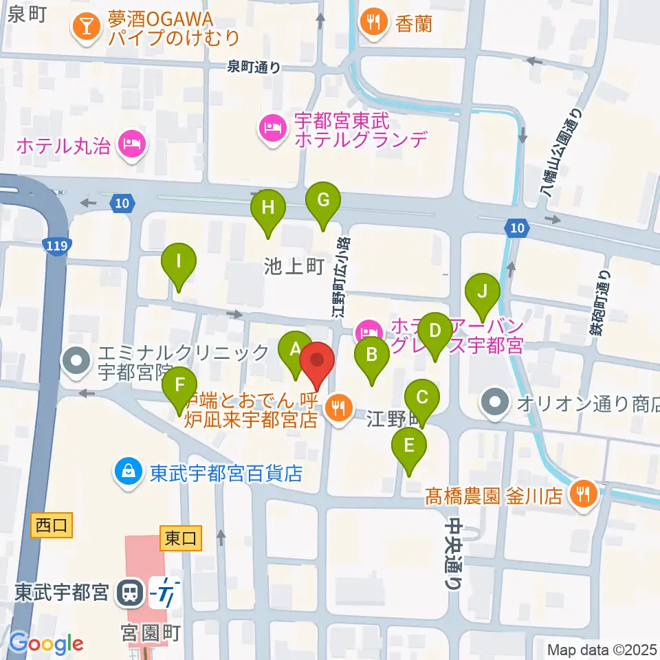 BACK BEAT ギターショップ周辺のカフェ一覧地図
