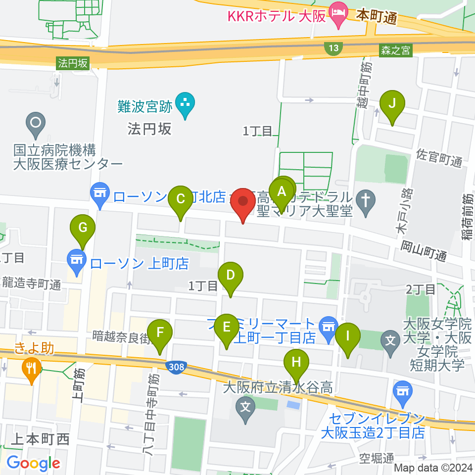 Blue10周辺のカフェ一覧地図