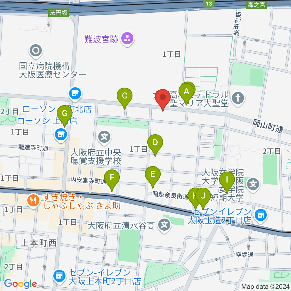 Blue10周辺のカフェ一覧地図