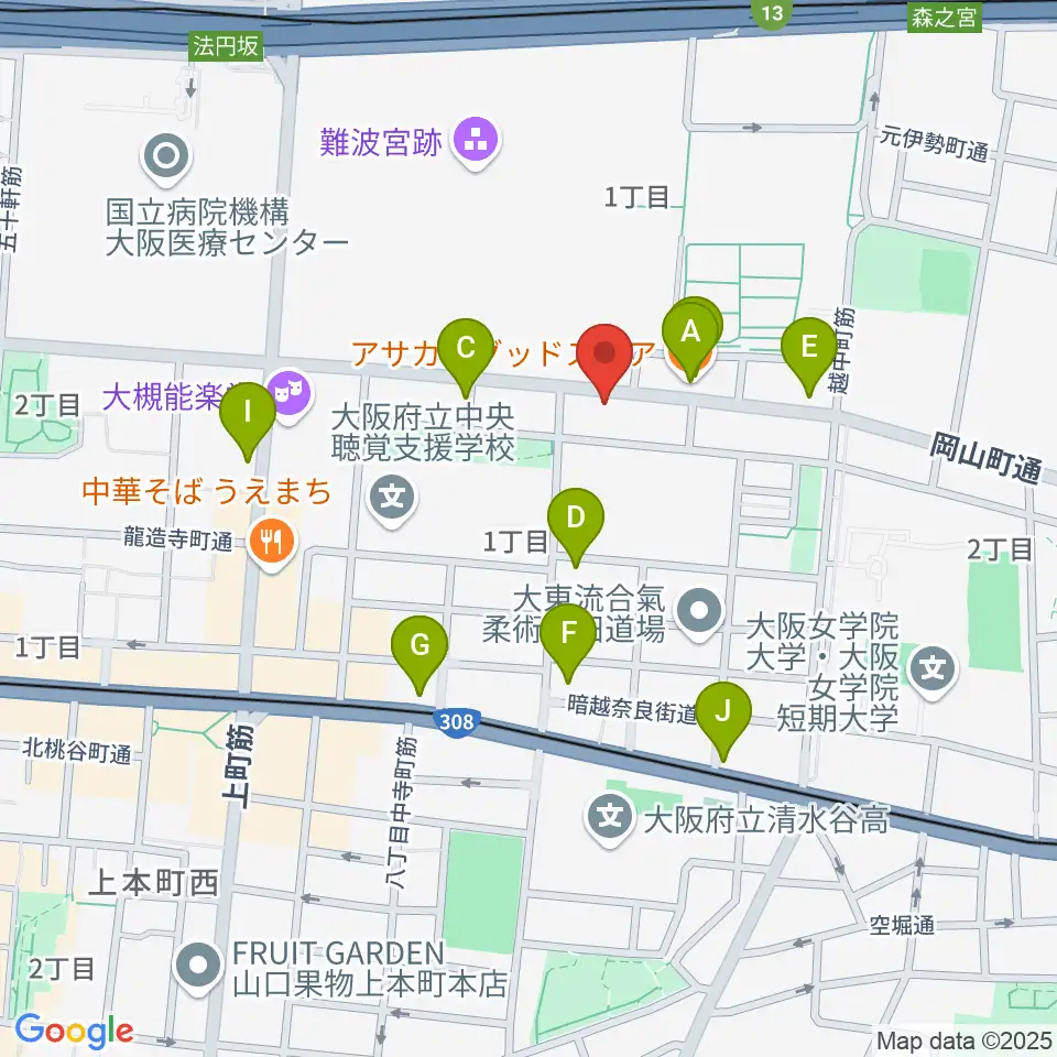 Blue10周辺のカフェ一覧地図