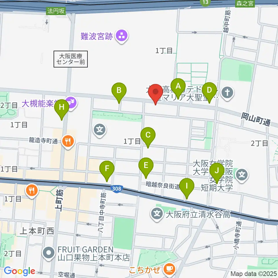 Blue10周辺のカフェ一覧地図