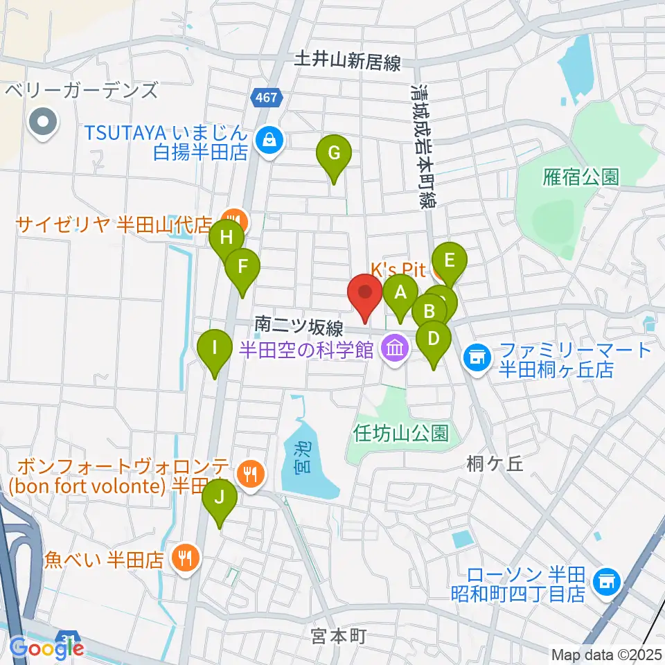 ピアノガーデンマツイシ周辺のカフェ一覧地図