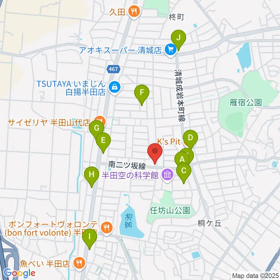 ピアノガーデンマツイシ周辺のカフェ一覧地図