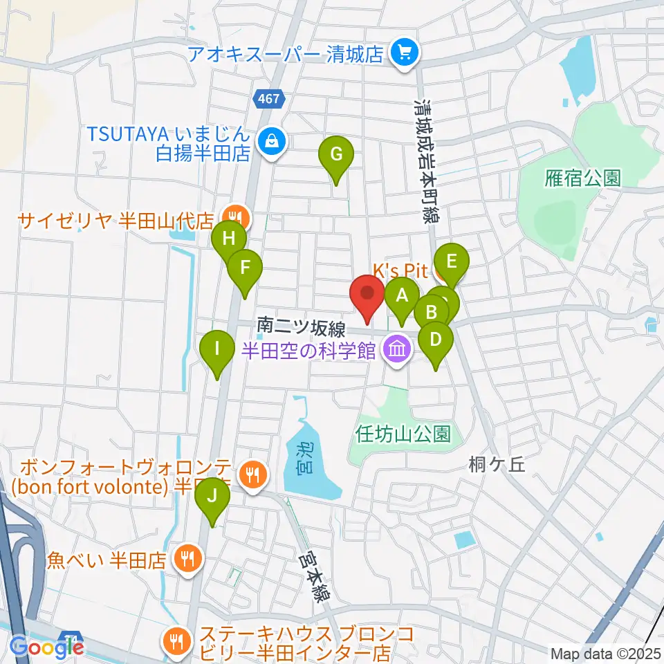 ピアノガーデンマツイシ周辺のカフェ一覧地図
