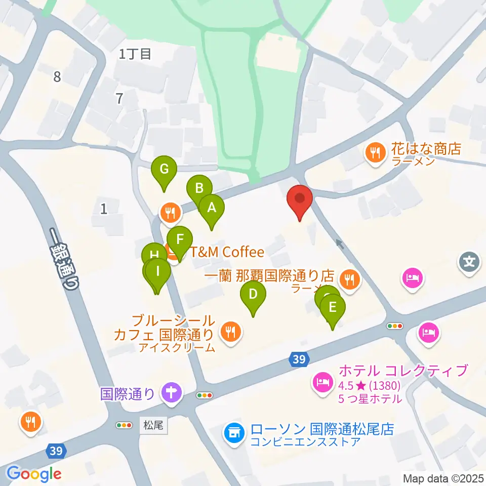 ちんだみ三線店 沖縄本店周辺のカフェ一覧地図