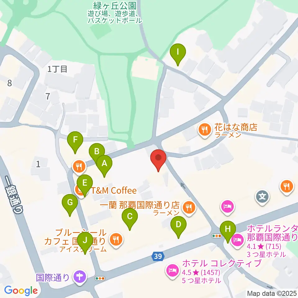 ちんだみ三線店 沖縄本店周辺のカフェ一覧地図
