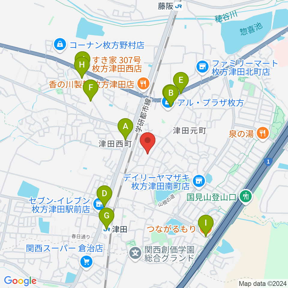 バイオリン工房クレモナ 枚方工房周辺のカフェ一覧地図