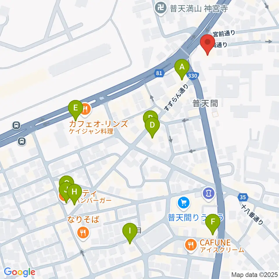 さんしんの松田周辺のカフェ一覧地図