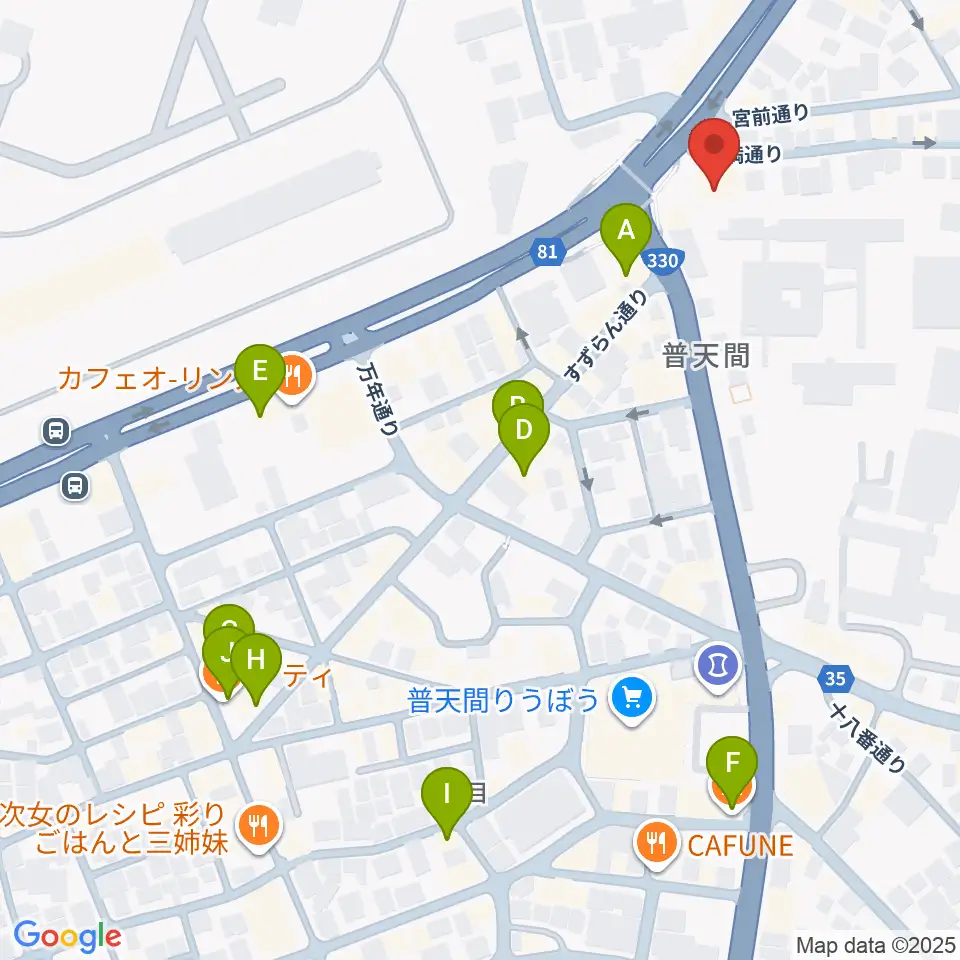 さんしんの松田周辺のカフェ一覧地図