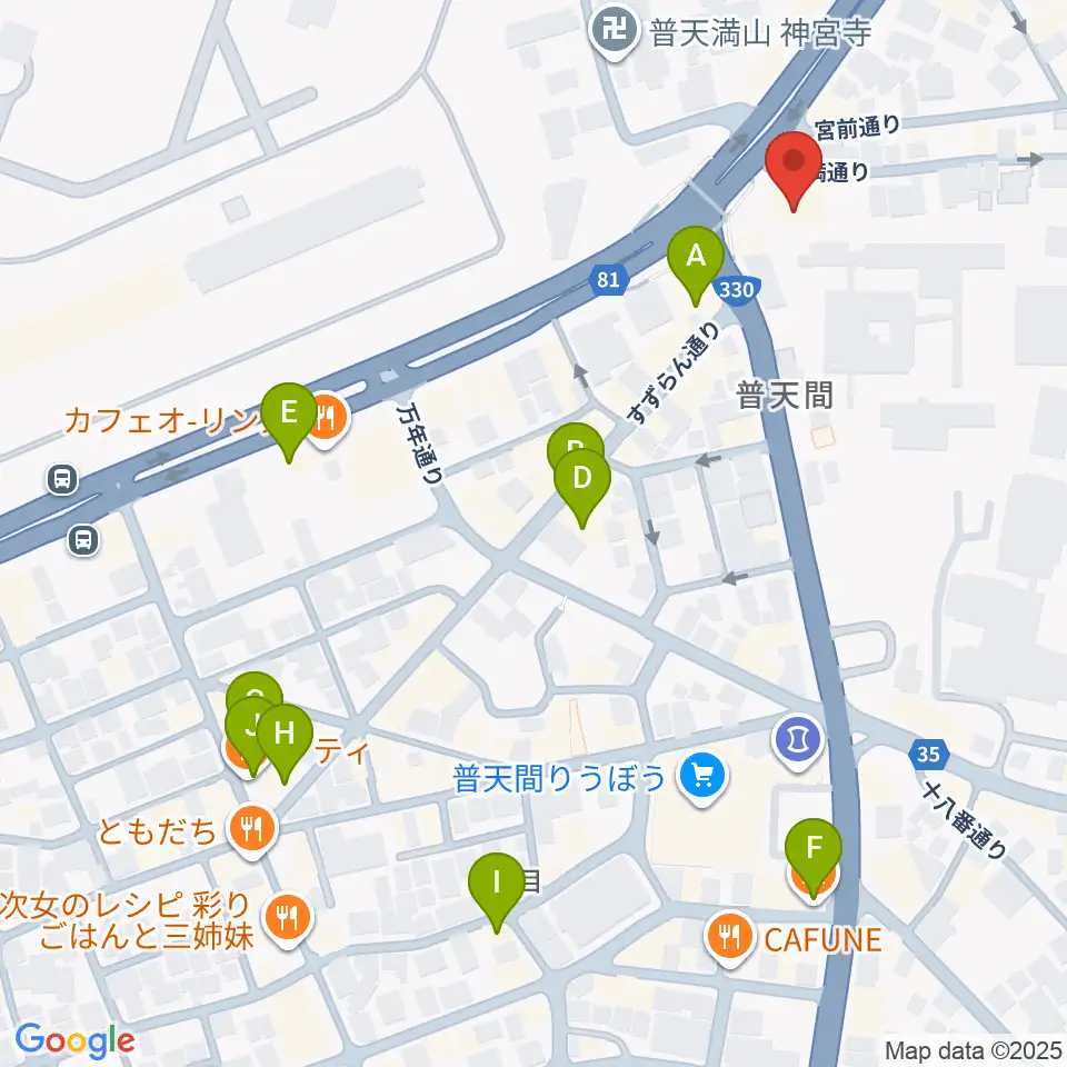 さんしんの松田周辺のカフェ一覧地図