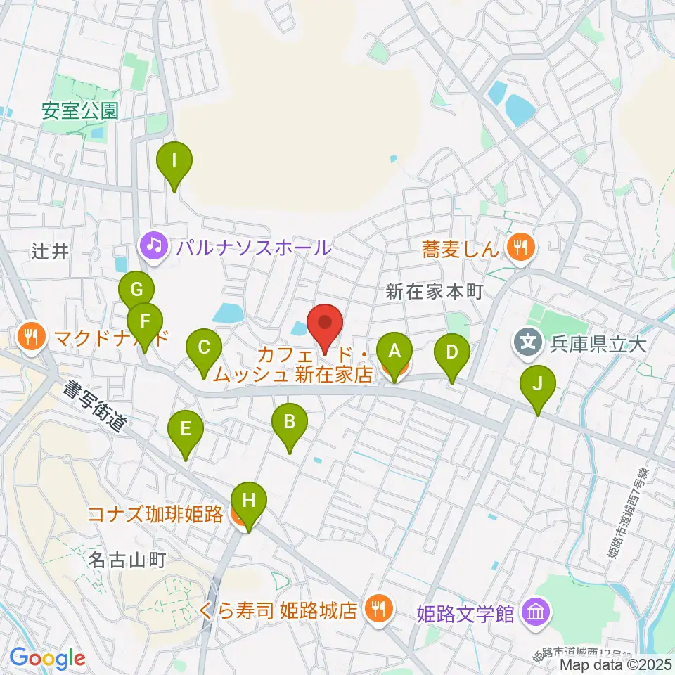 小池ピアノ調律所周辺のカフェ一覧地図