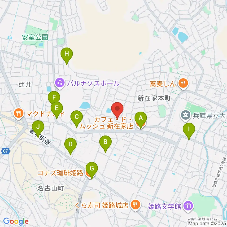 小池ピアノ調律所周辺のカフェ一覧地図