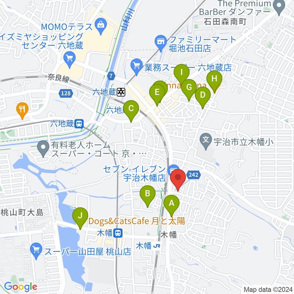 ふたば楽器店周辺のカフェ一覧地図