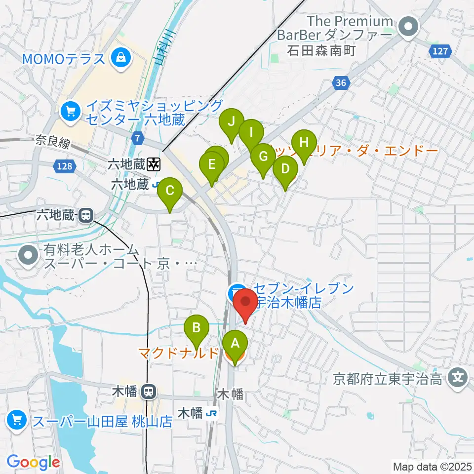 ふたば楽器店周辺のカフェ一覧地図