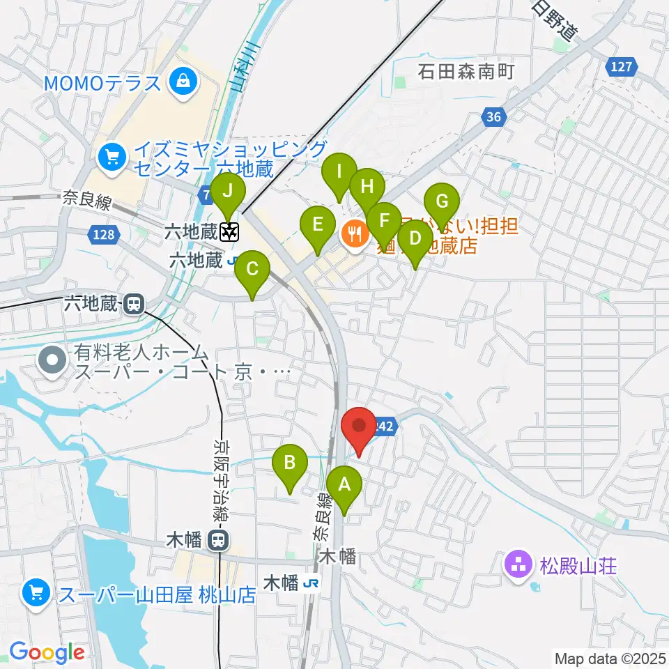 ふたば楽器店周辺のカフェ一覧地図
