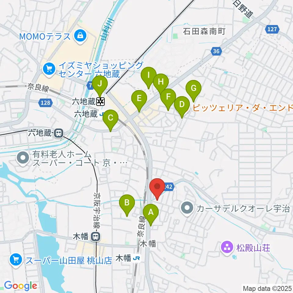 ふたば楽器店周辺のカフェ一覧地図