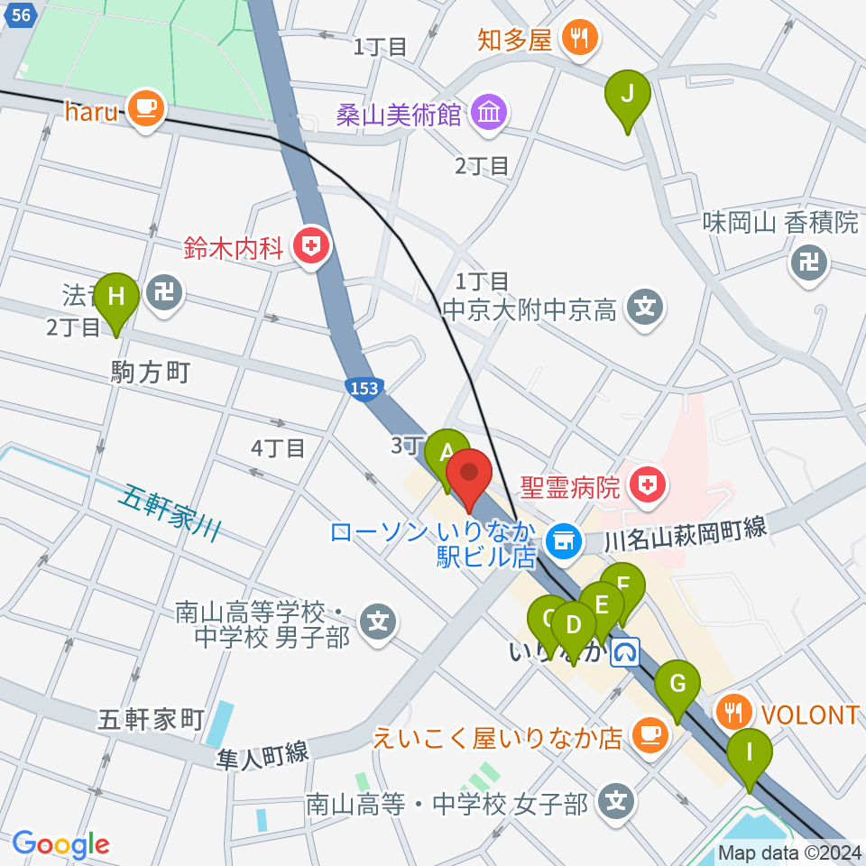 ギターショップTWO TONE周辺のカフェ一覧地図