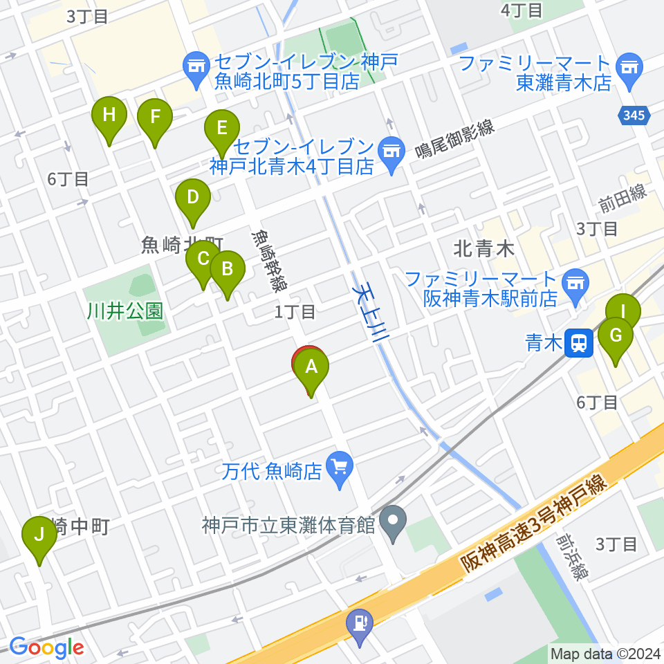 グランド楽器周辺のカフェ一覧地図