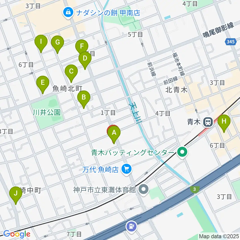グランド楽器周辺のカフェ一覧地図